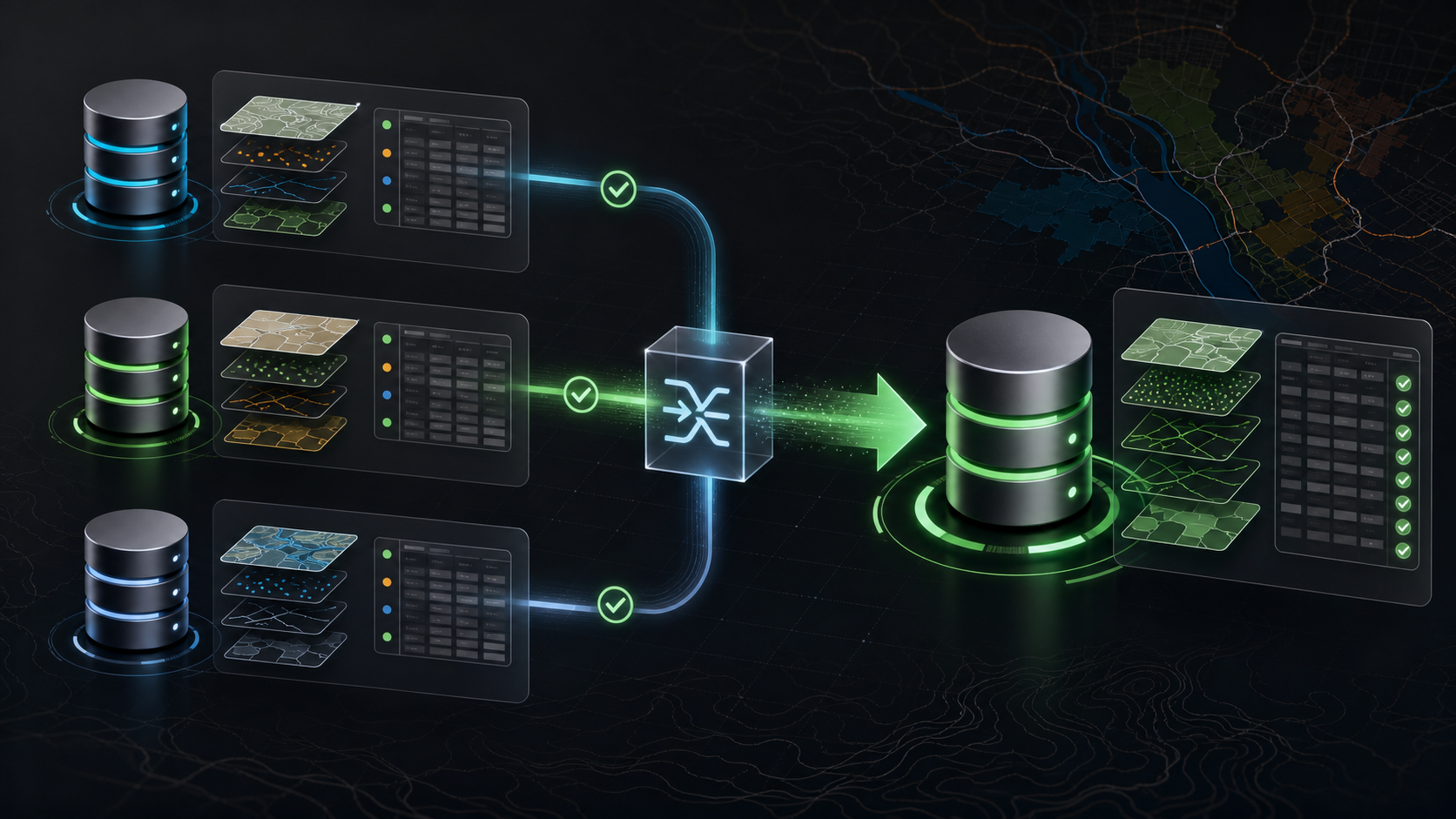 Ventana 'Unir bases de datos' del complemento en ArcGIS Pro